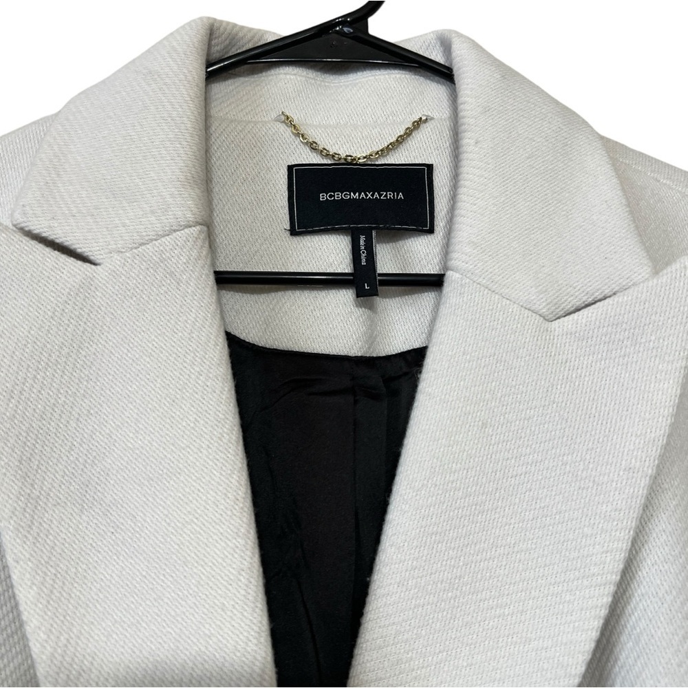 BCBGMAXAZRIA Women’s Ivory Color Long Jacket Pea Coat Size Large - Picture 3 of 7